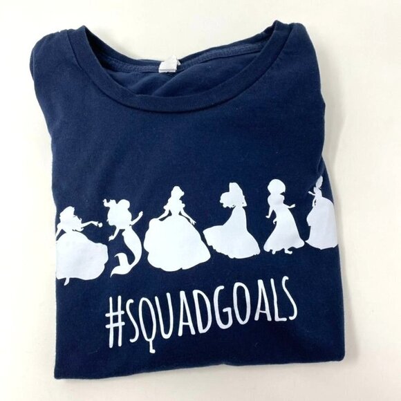 Unbranded Basic Navy Blue T-Shirt #Squadgoals Princesses Size Large Preowned B9 - Picture 6 of 6